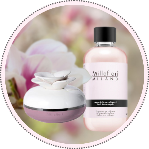 Mooi merk Millefiori Milano, een Italiaanse producent van geurstokjes en diffusers